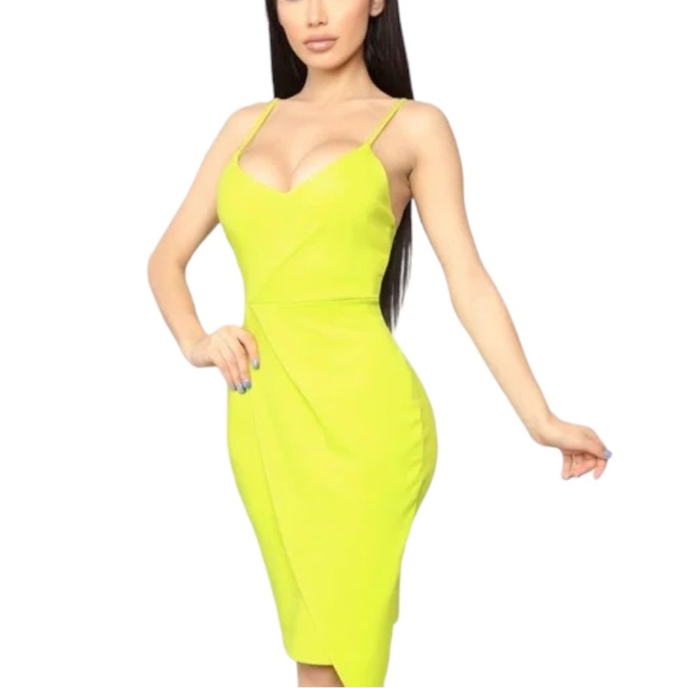 Fashion Nova She's Hard To Miss Neon Wrap Dress